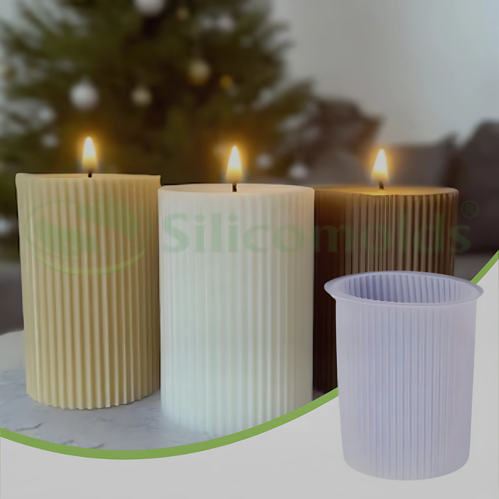 SILICOMOLDS-Striped cylindrical Candle Mold-CM-019
